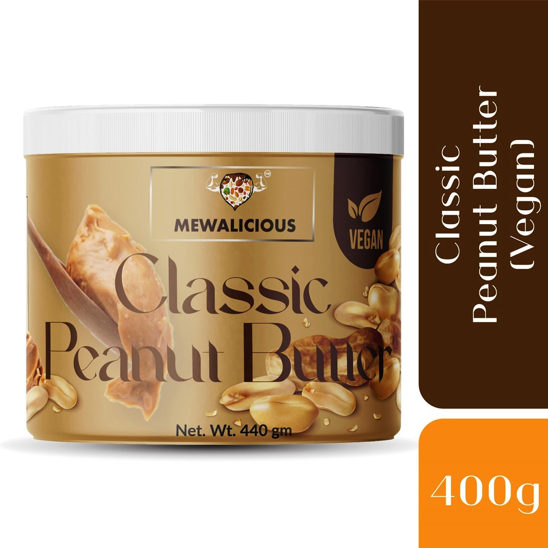 MEWALICIOUS Peanut Butter Classic, 25 gm Protein, Creamy + Peanut Butter Classic, 25 gm Protein, Crunchy, Natural & Homemade, Non-GMO, Unsweetend (Pack of 2-400 gm Each) - ItsMewalicious